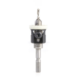 55182 Carbide Tipped 82 Degree Countersink with Adjustable Low Friction Depth Stop, For Festool® CENTROTEC® System 3/8 Dia x 1/8 Drill Dia
