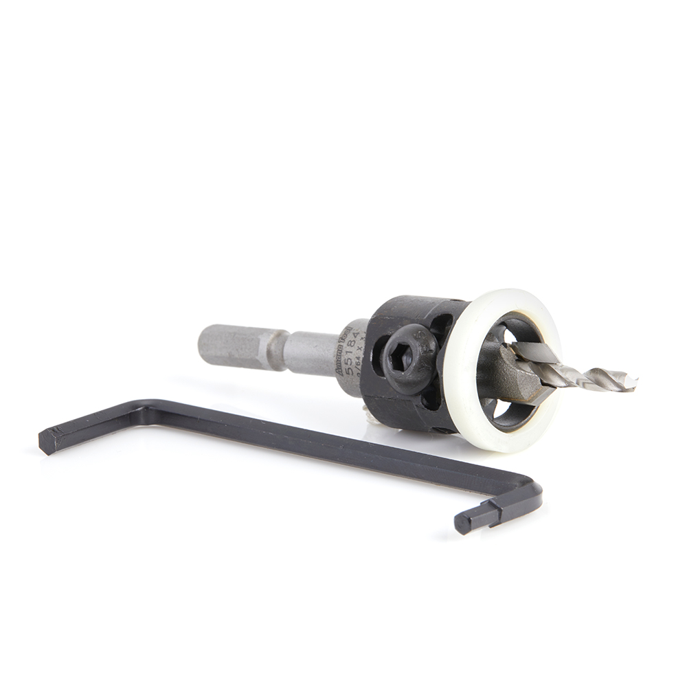55184 Carbide Tipped 82 Degree Countersink with Adjustable Low Friction Depth Stop, For Festool