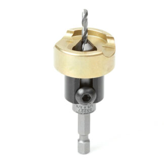 55227 Carbide Tipped 82 Degree Countersink with Adjustable Depth Stop and No-Thrust Ball Bearing, 3/8 Dia x 1/8 Drill Dia x 1/4 Inch Quick Release Hex Shank