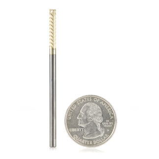 40301 CNC Compression Solid Carbide ZrN Coated Honeycomb Cutting 1/8 Dia x 5/8 x 1/8 Shank x 2-1/2 Inch Long x 6-Flute