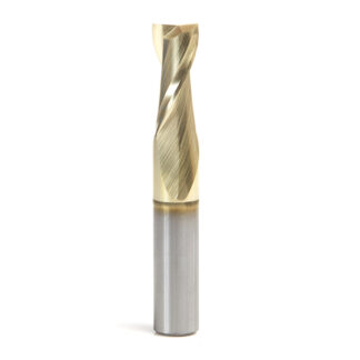 46045 Solid Carbide Up-Cut Spiral 3/8 Dia x 7/8 x 3/8 Shank x 2-1/2 Inch Long Composite, Fiberglass & Phenolic Cutting ZrN Coated Router Bit