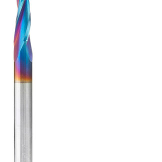 46286-K CNC 2D and 3D Carving 3.6 Deg Tapered Angle Ball Tip 1/8 Dia x 1/16 Radius x 1  x 1/4 Shank x 3 Inch Long x 3 Flute Solid Carbide Up-Cut Spiral Spektra™ Extreme Tool Life Coated Router Bit