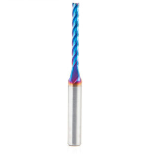 46292-K CNC 2D and 3D Carving Flat Bottom 0.10 Deg Angle x 1/8 Dia x 1-3/32  x 1/4 Shank x 2-1/2 Inch Long x 4 Flute Solid Carbide Up-Cut Spiral Spektra™ Extreme Tool Life Coated Router Bit