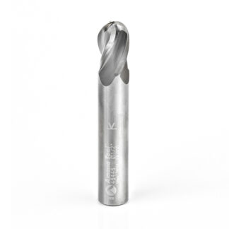 46446 Solid Carbide Up-Cut Spiral Ball Nose 1/4 Radius x 1/2 Dia x 3/4 x 1/2 Shank x 3 Inch Long x 4 Flute Router Bit