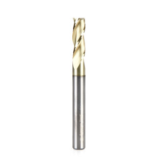 46578 CNC 2D and 3D Carving Flat Bottom 0.10 Deg Straight Angle x 1/4 Dia x 3/4 x 1/4 Shank x 2-1/2 Inch Long x 3 Flute Solid Carbide ZrN Coated Router Bit