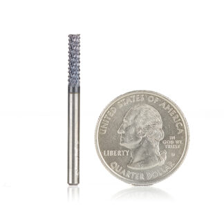 48050-B High Performance Solid Carbide Fiberglass and Composite Cutting 1/8 Dia x 1/2 x 1/8 Shank AlTiN Coated Burr End Router Bit