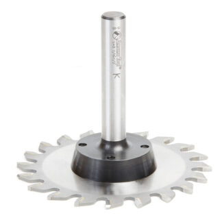 48200 Carbide Tipped Plastic Trim Saw Blade and Arbor CNC System 4 Inch Dia x 20T TCG, 0 Deg x 1/2 Shank 100% Flash Mounting