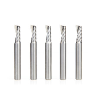 51402-5 5-Pack Solid Carbide CNC Spiral 'O' Flute, Aluminum Cutting 1/4 Dia x 5/8 x 1/4 Inch Shank Up-Cut
