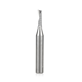 51454 Solid Carbide CNC Spiral 'O' Single Flute, Aluminum Cutting 1/8 Dia x 1/2 x 1/4 Shank x 2 Inch Long Up-Cut Router Bit