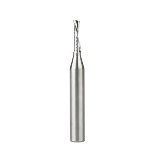 51511 Solid Carbide CNC Spiral 'O' Single Flute, Plastic Cutting 1/8 Dia x 1/2 x 1/4 Shank x 2 Inch Long Down-Cut Router Bit