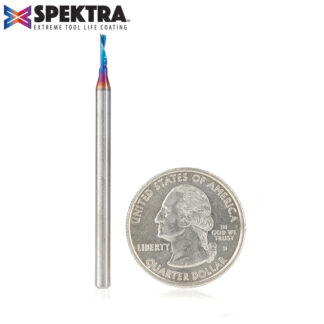 51515-K Solid Carbide CNC Spektra™ Extreme Tool Life Coated Spiral 'O' Flute, Plastic Cutting 1/16 Dia x 1/4 x 1/8 Inch Shank Down-Cut Router Bit