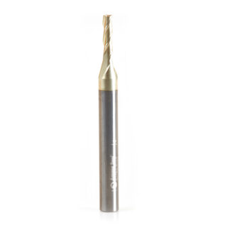 51521 Solid Carbide CNC Spiral for Glass Reinforced Plastic Cutting 1/8 Dia x 1/2 x 1/4 Shank Up-Cut ZrN Coated Router Bit