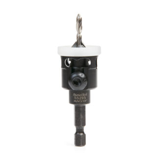 55295 Carbide Tipped 82 Degree Countersink with Adjustable Low Friction Depth Stop, 1/2 Dia x 9/64 Drill Dia x 1/4 Inch Quick Release Hex Shank