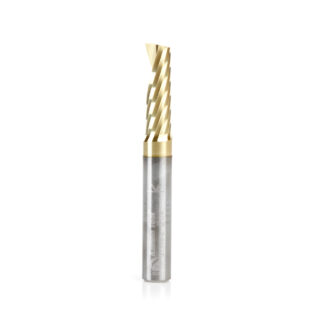 57348-Z Solid Carbide CNC Spiral 'O' Flute, Aluminum Cutting for Improved Surface Finish 1/4 Dia x 3/4 x 1/4 Shank Up-Cut ZrN Coated Router Bit