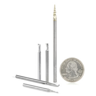 AMS-161 5-Pc Aluminum Cutting Solid Carbide Spiral 'O' Flute CNC Router Bit Pack, 1/8 Inch Shank