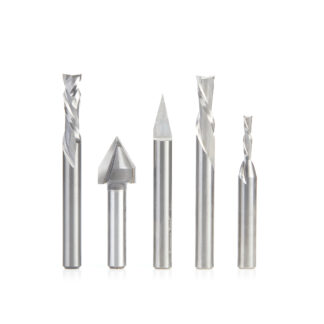 AMS-296 5-Pc CNC General Purpose Set, 1/4 Inch Shank
