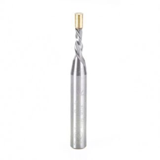 46296 Solid Carbide UltraTrim Spiral 1/8 Dia x 3/8 x 1/4 Inch Shank with Brass Pilot Guide Down-Cut