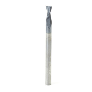 51463 CNC Solid Carbide Spiral for Steel & Stainless Steel with AlTiN Coating 2-Flute x 3/16 Dia x 3/8 x 3/16 Shank x 2-1/2 Inch Long Up-Cut Router Bit / 45º Corner Chamfer End Mill