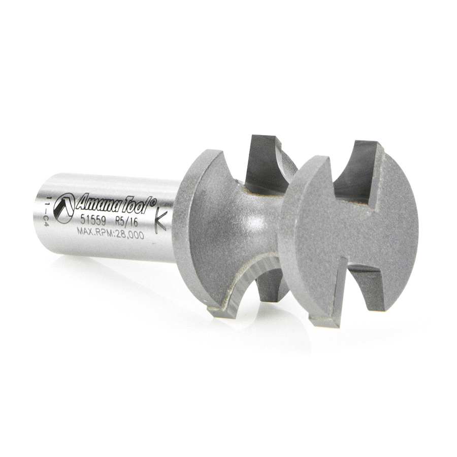 Amana Tool Carbide Tipped Bullnose Router Bit - 5/16 Radius X 1-1/8 Dia X 1-1/2 Shank For Woodworking