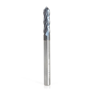 51690 High Performance CNC Solid Carbide 90 Degree 'V' Spiral Drills with AlTiN Coating 4-Flute x 1/8 Dia x 1/2 x 1/8 Shank x 1-1/2 Inch Long Up-Cut Router Bit/End Mill
