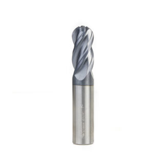 51808 High Performance Solid Carbide CNC Steel, Stainless Steel & Composite Cutting Variable Helix Spiral Ball Nose with AlTiN Coating 4-Flute x 3/4 Dia x 1-1/2 x 3/4 Shank x 4 Inch Long Up-Cut Router Bit/End Mill