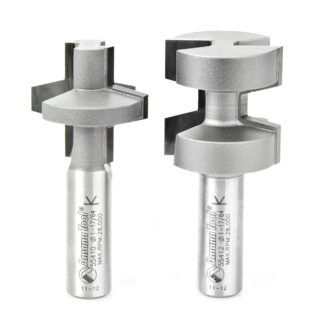 55414 2-Piece Carbide Tipped Wedge Tongue & Groove 15 Deg x 1-1/4 Dia x 1-1/4 x 1/2 Inch Shank Set