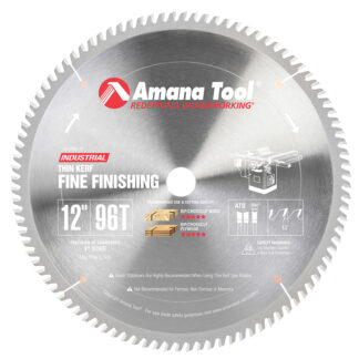 612960-TS Carbide Tipped Thin Kerf Miter 12 Inch Dia x 96T ATB, 10 Deg, 1 Inch Bore
