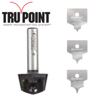 AMS-216 4-Piece Tru Point Roundover Insert CNC System 1/2 Inch Shank Router Bit Set