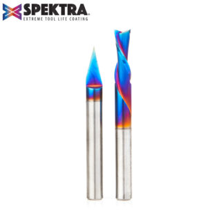 AMS-115-K 2-Pc Solid Carbide Spektra™ Extreme Tool Life Coated Signmaking CNC Router Bit Pack, 1/4 Inch Shank