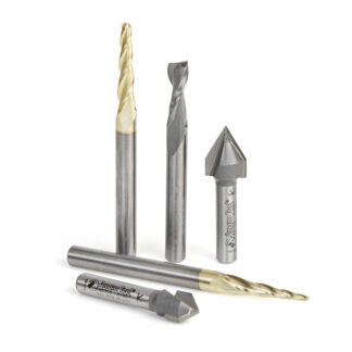 AMS-127 5-Pc Starter Engraving CNC Router Bit Collection, 1/4 Inch Shank
