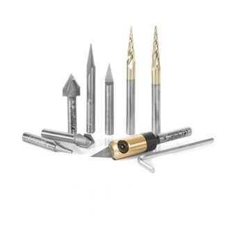 AMS-128 8-Pc 'V' Carving CNC Router Bit Collection, 1/4 Inch Shank