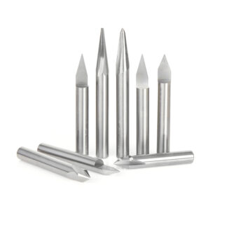 AMS-163 8-Pc Signmaking & Engraving CNC Router Bit Collection, 1/4 Inch Shank
