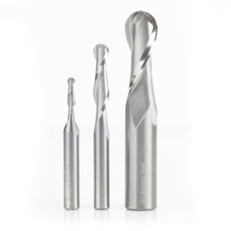 AMS-189 3-Piece Solid Carbide Up-Cut Spiral Ball Nose Router Bit Pack