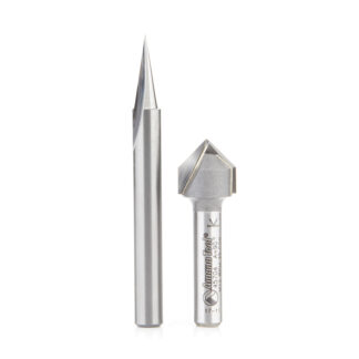 AMS-193 2-Pc Solid Carbide and Carbide Tipped 18 & 90 Degree Signmaking/Engraving Router Bit Pack, 1/4 Inch Shank