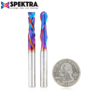 AMS-199-K 2-Pc Solid Carbide Spektra™ Extreme Tool Life Coated Signmaking CNC Router Bit Pack, 1/4 Inch Shank