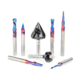 AMS-257 8-Pc CNC General Purpose Router Bit Set, 1/4 Inch Shank, Packed In Stackable Plastic Case
