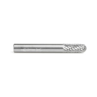 BURS-120 Solid Carbide Radius Cylinder Shape 1/4 Dia x 5/8 x 1/4 Shank Double Cut SC Burr Bit for Die-Grinders