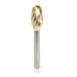 BURS-178NF Solid Carbide Oval Shape 1/2 Dia x 7/8 x 1/4 Shank Non-Ferrous ZrN Coated SE Burr Bit for Die-Grinders