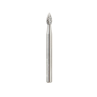 BURS-200 Solid Carbide Flame Shape 1/8 Dia x 1/4 x 1/8 Shank Double Cut SH Burr Bit for Die-Grinders