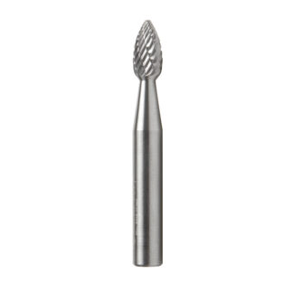 BURS-202 Solid Carbide Flame Shape 1/4 Dia x 1/2 x 1/4 Shank Double Cut SH Burr Bit for Die-Grinders