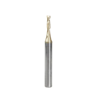 46254 CNC 2D and 3D Carving Flat Bottom 0.10 Deg Angle x 1/8 Dia x 15/32 x 1/4 Shank x 2-23/64 Inch Long x 2 Flute Solid Carbide ZrN Coated Router Bit