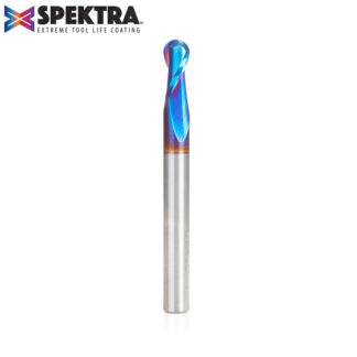 46426-K Solid Carbide Spektra™ Extreme Tool Life Coated Up-Cut Spiral Ball Nose 1/8 Radius x 1/4 Dia x 1/2 x 1/4 Shank x 2-1/2 Inch Long x 2 Flute Router Bit