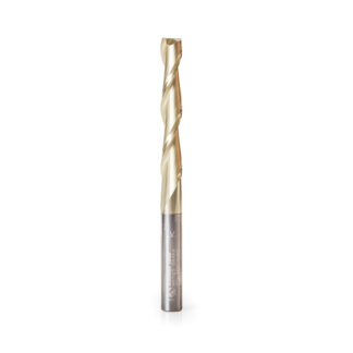 46585 CNC 2D and 3D Carving Flat Bottom x 0.10 Deg Straight Angle x 6mm Dia x 38mm x 6mm Shank x 75mm Long x 2 Flute Solid Carbide ZrN Coated Router Bit