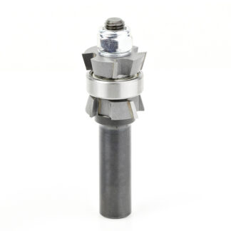 47414 Carbide Tipped Double Bevel Trim Cutter Assembly 15 Deg x 1 Inch Dia x 1/4 x 1/2 Shank with Center Ball Bearing