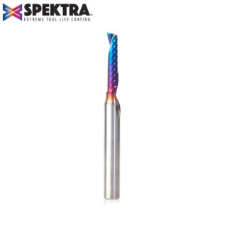 51442-K Solid Carbide CNC Spektra™ Extreme Tool Life Coated Spiral 'O' Single Flute, Plastic Cutting 3/16 Dia x 7/8 x 1/4 Shank x 2-1/2 Inch Long Up-Cut Router Bit
