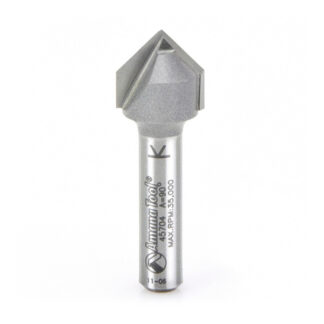 45704 Carbide Tipped V-Groove 90 Deg x 1/2 Dia x 1/4 x 1/4 Inch Shank