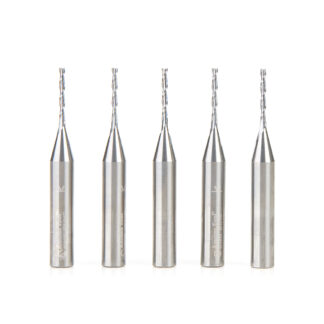 46009-5 5-Pack Solid Carbide Spiral Plunge 1/16 Dia x 1/2 x 1/4 Shank x 2 Inch Long Up-Cut