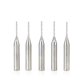46403-5 5-Pack Solid Carbide Spiral Plunge 1/16 Dia x 1/2 x 1/4 Shank x 2 Inch Long Down-Cut