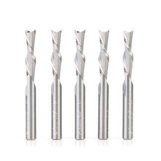 46415-5 5 Pack Solid Carbide Spiral Plunge 1/4 Dia x 1 Inch x 1/4 Shank Down-Cut