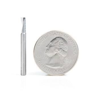 51371 Metric Solid Carbide CNC Spiral 'O' Single Flute, Aluminum Cutting 3mm Dia x 8mm x 3mm Shank x 30mm Long Up-Cut Router Bit